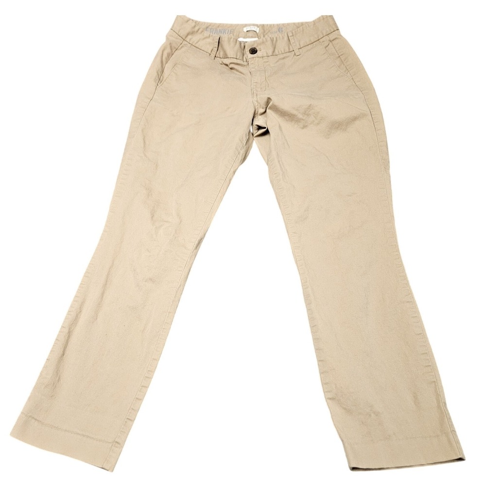J.Crew Frankie Chino Pants Womens 6 Khaki Tan Stretch Casual Classic Trousers